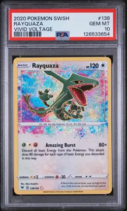 2020 POKEMON SWORD & SHIELD VIVID VOLTAGE #138 RAYQUAZA PSA 10 - Image 1