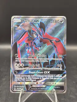 Pokemon TCG Yveltal GX 124/131 SM Forbidden Light Ultra Rare Holo LP - Image 1