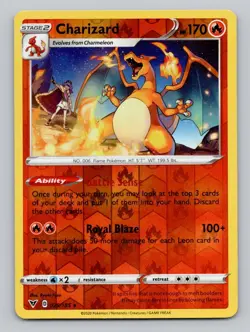 Reverse Holo Charizard #025/185 Rare SWSH04: Vivid Voltage Pokemon - Image 1