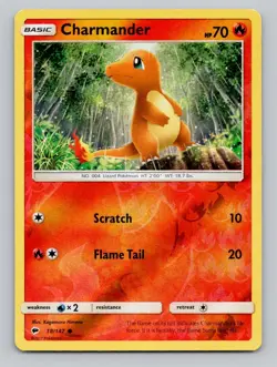 Reverse Holo Charmander #18/147 Common SM - Burning Shadows Pokemon - Image 1