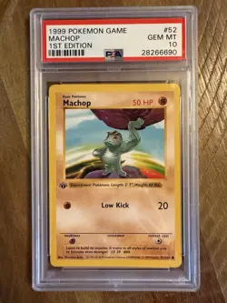 PSA 10 Pokemon TCG Machop 1st Edition Base Set 52/102, Regular Rare, MP, 1999 - Image 1