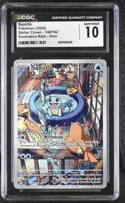 2024 Pokemon Squirtle Stellar Crown Illustration Rare Holo CGC 10 Graded - Image 1