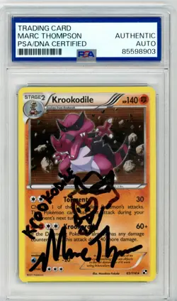 PSA Signed Marc Thompson Pokemon TCG Krookodile 65/114 Black & White Holo - Image 1