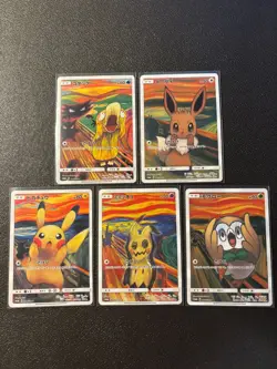 SET of 5 Pokemon fan card promo, brand new, NM or M, scream Edvard Munch - Image 3