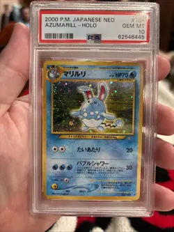 2000 Pokemon Japanese Neo Azumarill #184 Holo PSA 10 SWIRL - Image 1