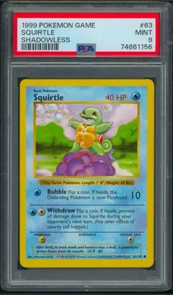 Pokemon Base Set Shadowless Squirtle 63/102 PSA 9 - Image 1