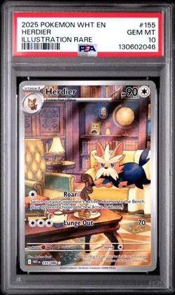 Pokemon TCG - Herdier 155/086 - White Flare Illustration Rare Card - PSA 10 - Image 1