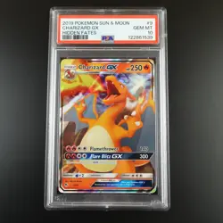 PSA 10 Charizard GX 9/68 Pokemon Hidden Fates Full Art Holo Card - Image 1