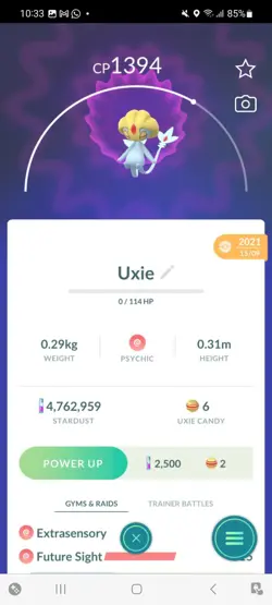 Pokemon Go Legendary Uxie ( Normal ) ( Low CP ) - Image 1