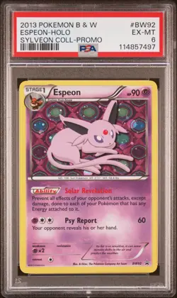 2013 POKEMON BW BLACK STAR PROMO ESPEON #BW92 HOLO PSA 6 EX #114857497 - Image 1