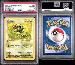 Caterpie, 1st Edition Base Set, 45/102, Pokemon, WOTC 1999, (PSA 8) - Image 3