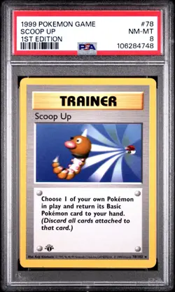 PSA 8 - Pokemon SCOOP UP - 1st First EDITION Shadowless Base Set 78/102 TRAINER - Image 1
