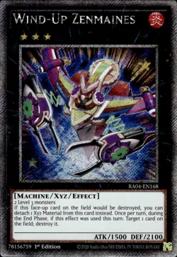 Wind-Up Zenmaines - Platinum Secret Rare 1st Edition RA04-EN168 - NM - YuGiOh - Image 1