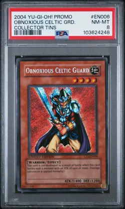 2004 YU-GI-OH! PROMO EN006 OBNOXIOUS CELTIC GUARD COLLECTOR TINS - PSA 8 - Image 1
