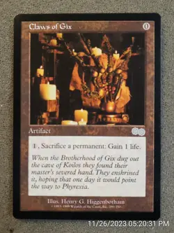 Claws of Gix Urza's Saga NM Artifact Uncommon MAGIC GATHERING CARD (DS3D1PX).... - Image 1