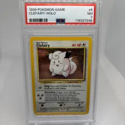 Pokemon TCG Clefairy Base Set Holo Unlimited Rare Card 5/102 PSA 7 - Image 1