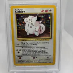 Pokemon TCG Clefairy Base Set Holo Unlimited Rare Card 5/102 PSA 7 - Image 2