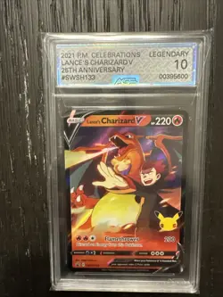 Pokemon Lance’s Charizard V 25th Anniversary Black Star Promo AGS Legendary 10 - Image 1