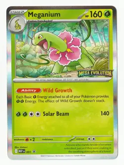 PRERELEASE Meganium Promo 001 - Pokemon Mega Evolution Black Star (NM) - Image 1