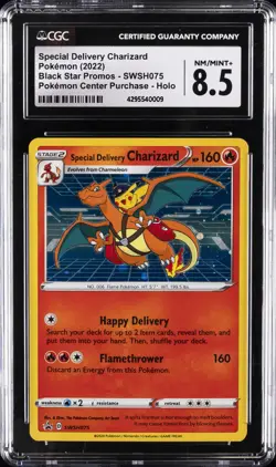 2022 POKEMON SWSH BLACK STAR PROMO #075 SPECIAL DELIVERY CHARIZARD-HOLO CGC 8.5 - Image 1