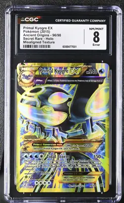 Pokemon - Ancient Origins - Primal Kyogre EX 96 - CGC 8 Misaligned Texture Error - Image 1