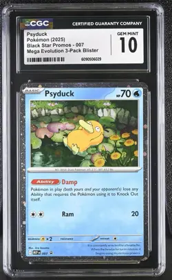 2025 Pokemon Psyduck Black Star Promos Mega Evolution CGC Graded 10 - Image 1