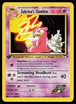 Sabrina's Slowbro 60/132 Gym Heroes 1st Edition Pokemon Card - Image 1