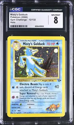 CGC 8 NM/MINT Misty's Golduck 2000 Gym Challenge 12/132 Holo Rare Pokemon Card - Image 1