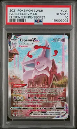 Espeon VMAX 270/264 Full Alt Art Holo Pokemon Fusion Strike PSA 10 - Image 1