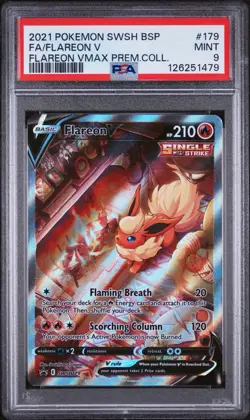 2021 POKEMON SWSH VMAX PREMIUM COLLECTION PROMO #179 FULL ART/FLAREON V PSA 9 - Image 1
