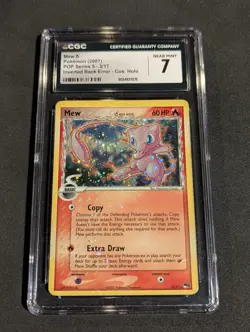 2007 Pokemon MEW POP Series 5 Inverted Back Error w/ Holo Bleed And Swirl CGC 7 - Image 1