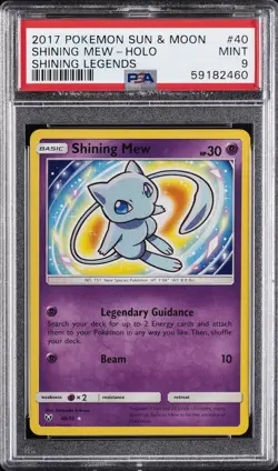 2017 POKEMON SUN & MOON SHINING LEGENDS #40 SHINING MEW-HOLO PSA 9 - Image 1