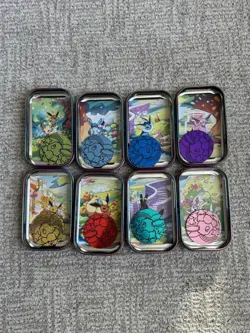 UNSEALED Prismatic Evolutions Mini Tins (No Packs!) Complete Set w/ALL Coins! - Image 2