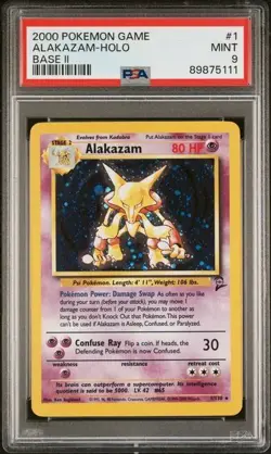 Alakazam PSA 9 1/130 Base Set 2 Pokemon TCG Holo - Image 1