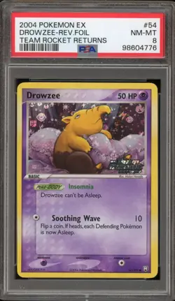 Pokemon Drowzee EX Team Rocket Returns Reverse Holo #54 PSA 8 - Image 1