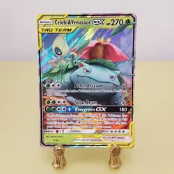 Pokemon TCG Celebi & Venusaur GX Holo Ultra Rare Card Team Up 1/181 LP+ - Image 1