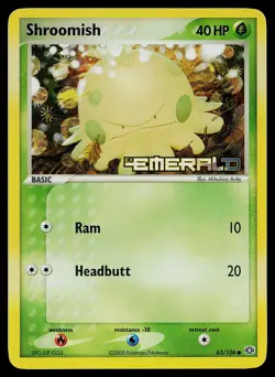 Pokemon Card - Shroomish Emerald 63/106 Common Reverse Holo Stamped - Image 1