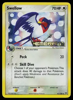 Pokemon Card - Swellow Emerald 41/106 Uncommon Reverse Holo Stamped - Image 1