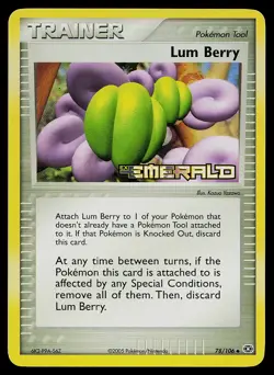 Pokemon Card - Lum Berry Emerald 78/106 Uncommon Reverse Holo Stamped - Image 1