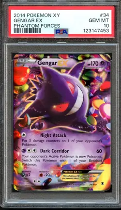Gengar EX 34/119 XY Phantom Forces Rare PSA 10 Gem Mint Pokemon Card - Image 1