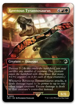 Ravenous Tyrannosaurus (Borderless) #18 (Foil) (NM) Jurassic World REX Magic MTG - Image 1