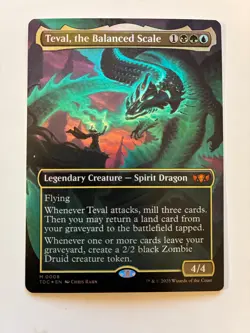 MTG Teval, the Balanced Scale (Borderless) Commander Tarkir: Dragonstorm Foil NM - Image 1