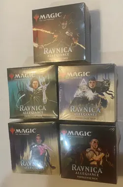 5 X MTG Magic the Gathering RAVNICA ALLEGIANCE PRERELEASE PACKS 5 PACKS TOTAL - Image 1