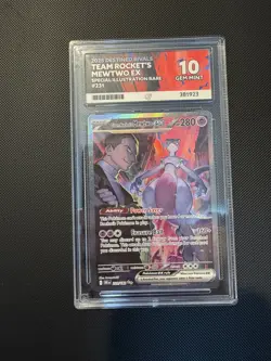 Pokemon TCG Team Rocket's Mewtwo EX Destined Rivals 231/182 SIR Ace 10 - PERFECT - Image 1