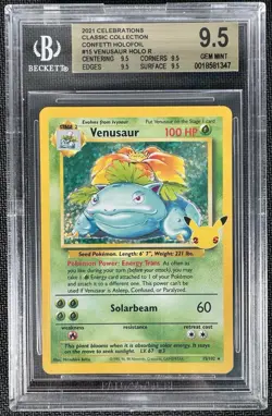 2021 Pokemon Celebrations Venusaur Holo 15/102 BGS 9.5 Quad 9.5 Subs PSA 10 U - Image 1