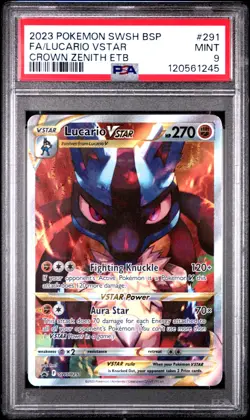 2023 POKEMON SWSH BLACK STAR PROMO #291 FULL ART/LUCARIO VSTAR PSA 9 - Image 1