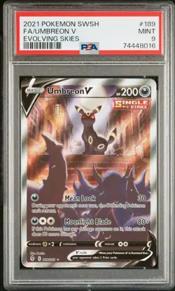 2021 Pokemon Umbreon V (Alternate Full Art) 189/203 Evolving Skies Holo PSA 9 - Image 1