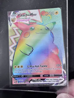 Pokemon Pikachu TCG VMAX Rainbow Secret Holo Rare Full Art Card 188/185 - Image 1