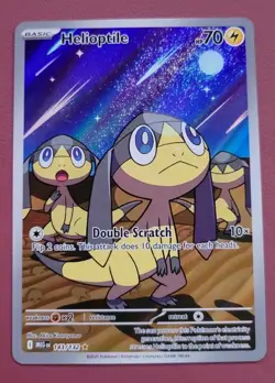 Helioptile 143/132 Me01: Mega Evolution Holo Pokemon Card Full Art Electric Type - Image 1