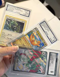 3 Pack Pokemon Holo Graded Cards- Noivern 9 - Dragonite 8 - Rayquaza 8.5 - Image 1